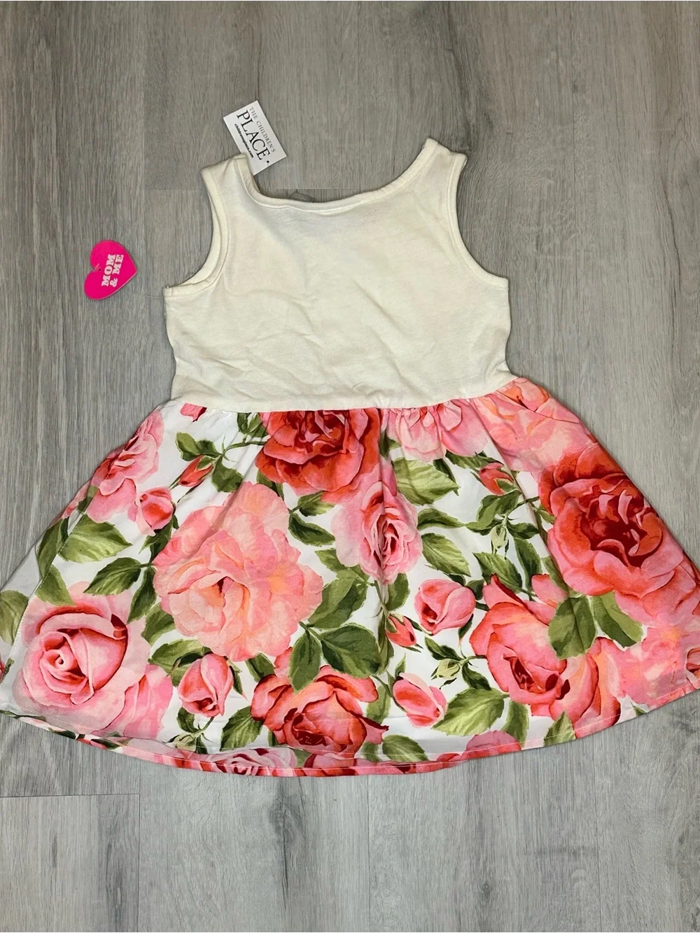 The Children's Place Cream & Pink Floral Tank Dress